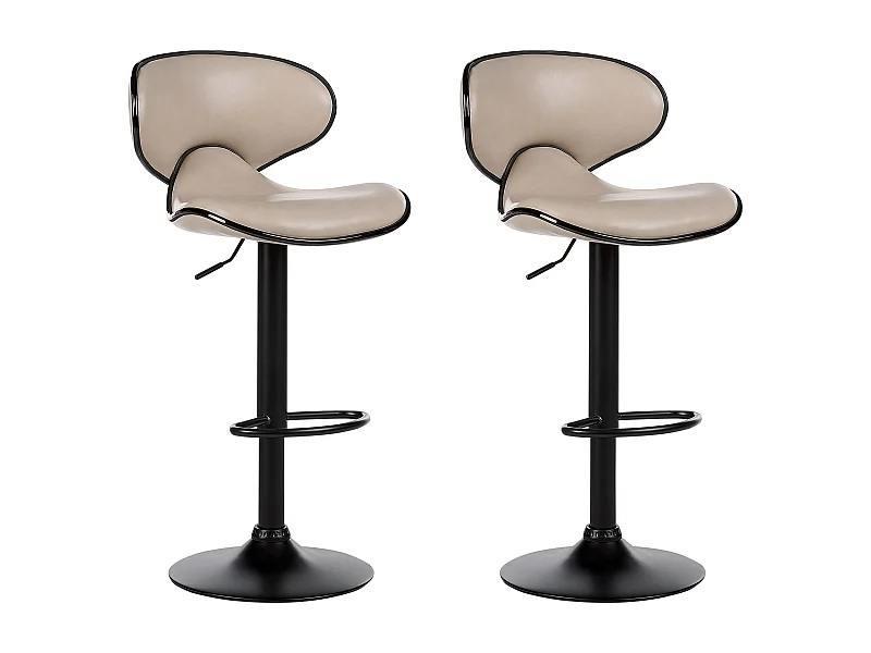 Barhocker 2er Set Kunstleder beige Metallgestell höhenverstellbar Conway II