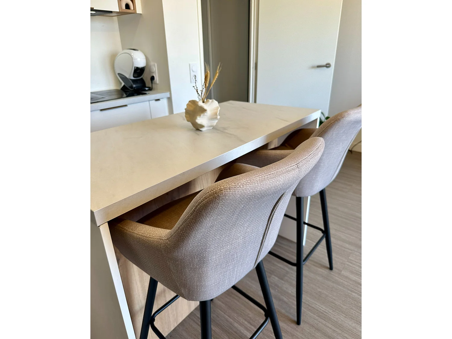 Lot de 2 chaises de bar CASMALIA Velours Taupe