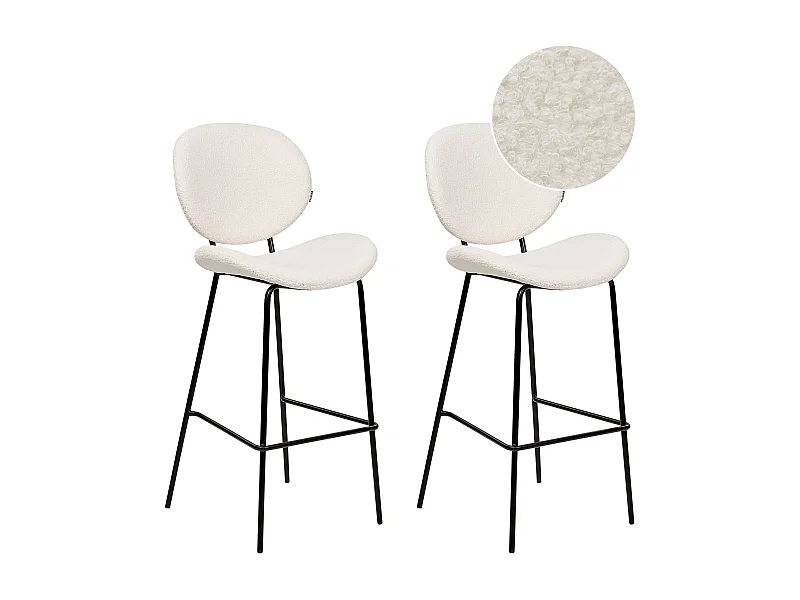 Set van 2 barstoelen LUANA Bouclé Wit
