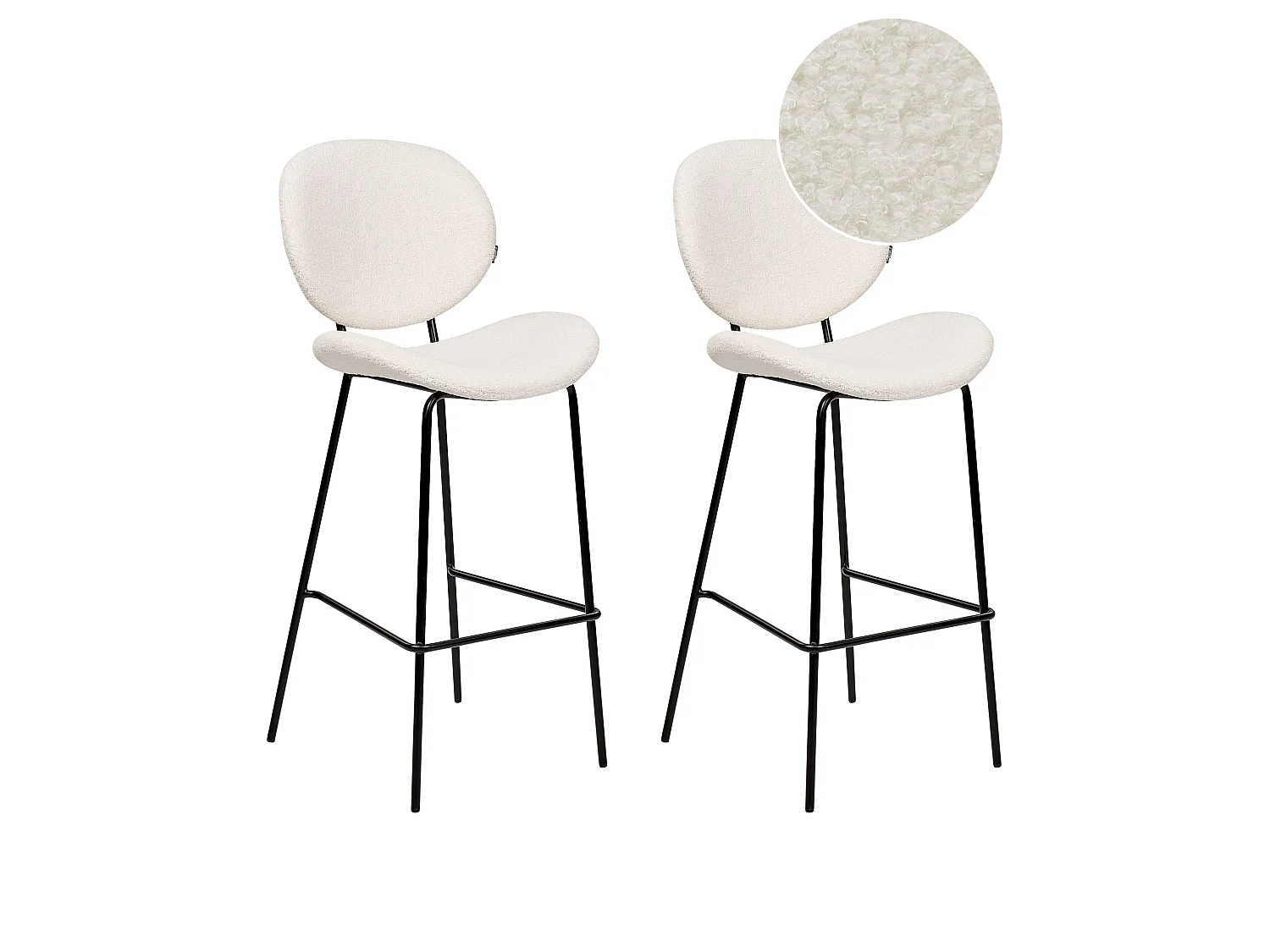 Lot de 2 chaises de bar LUANA Bouclé Blanc