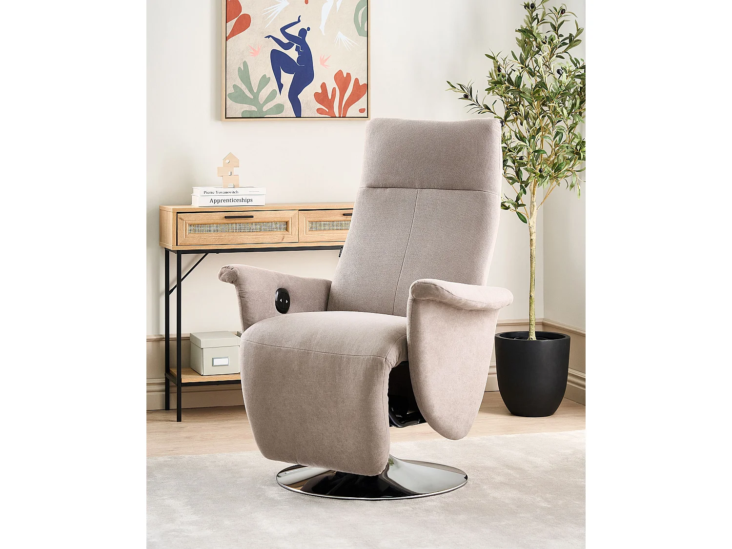 Fauteuil inclinable PRIME Repose-pieds inclus Tissu Taupe