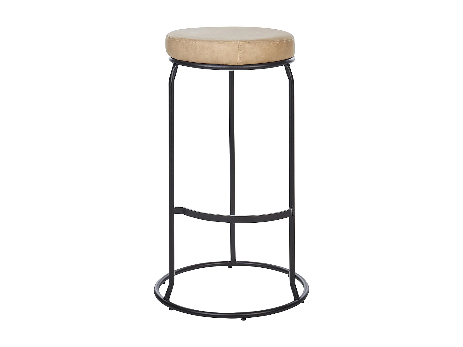 Barhocker 2er Set Kunstleder Beige ohne Lehne mit Fußstützen Retro Milroy