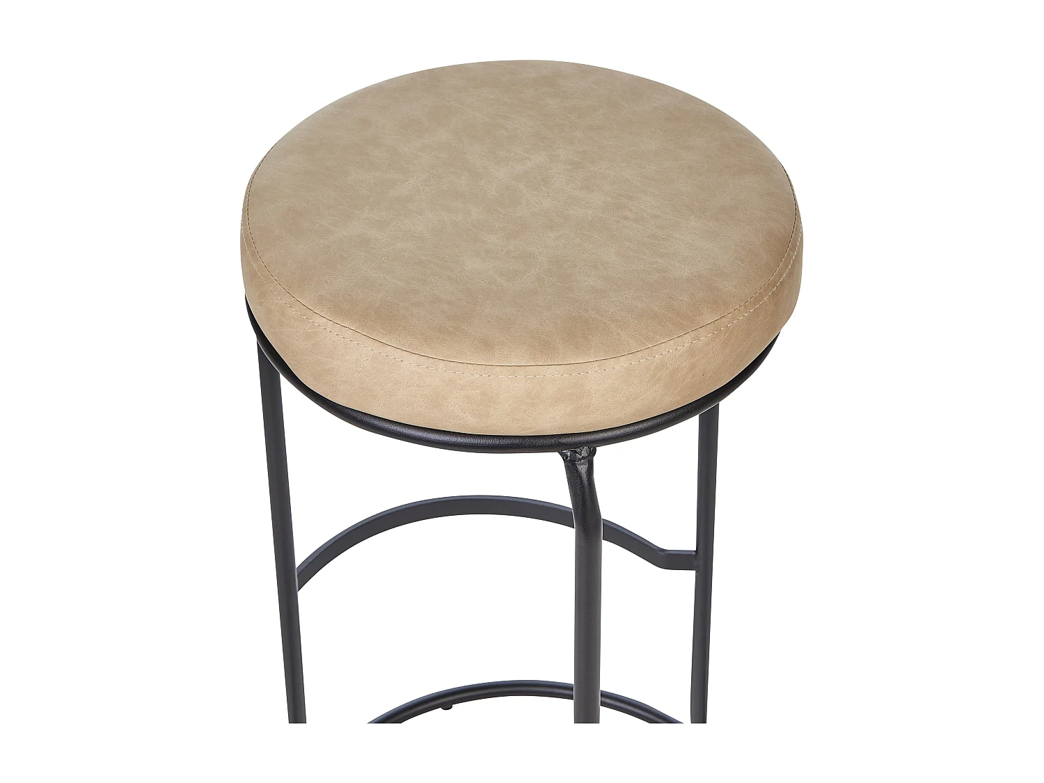 Barhocker 2er Set Kunstleder Beige ohne Lehne mit Fußstützen Retro Milroy