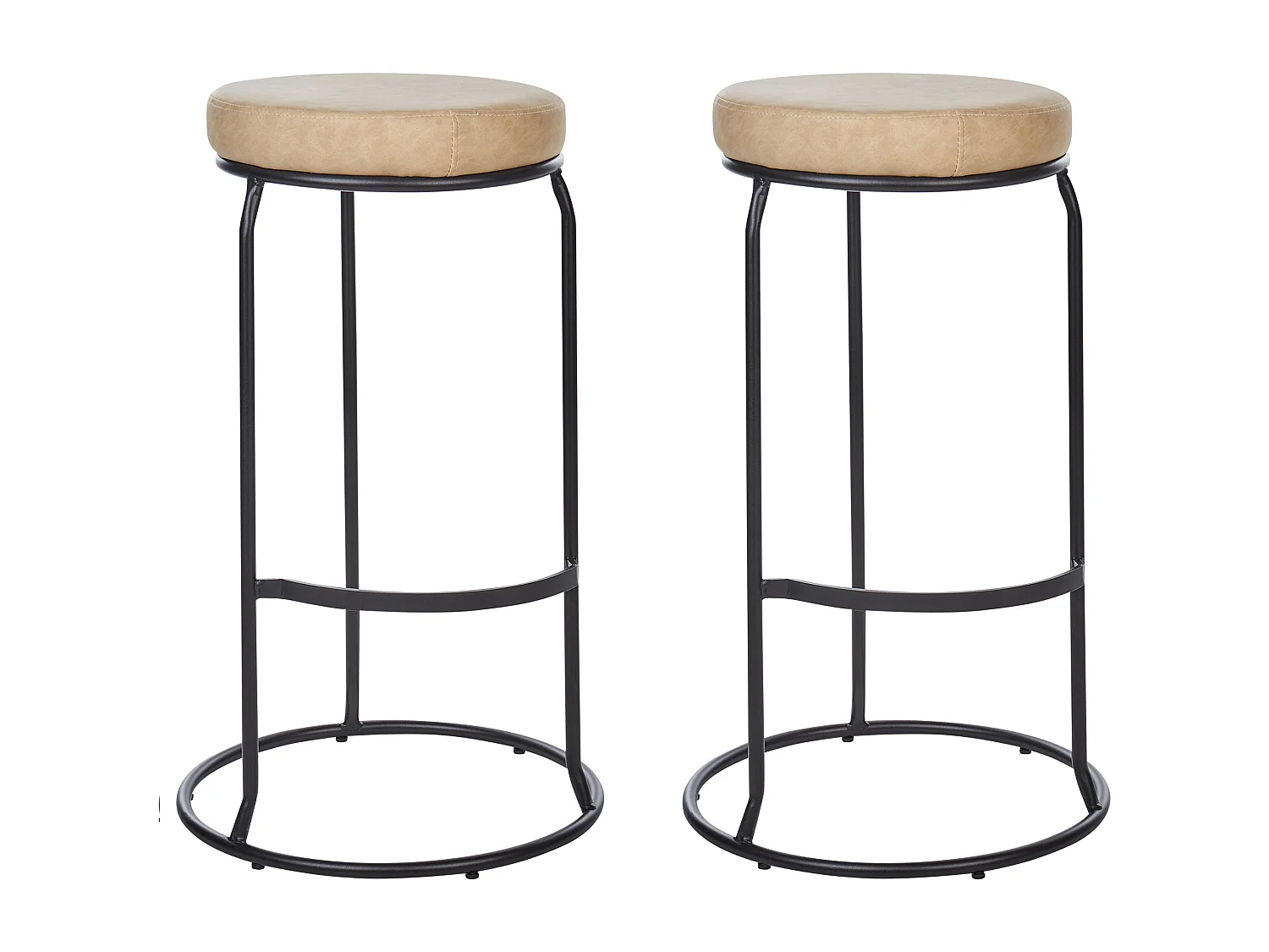 Lot de 2 tabourets de bar MILROY Cuir PU Beige