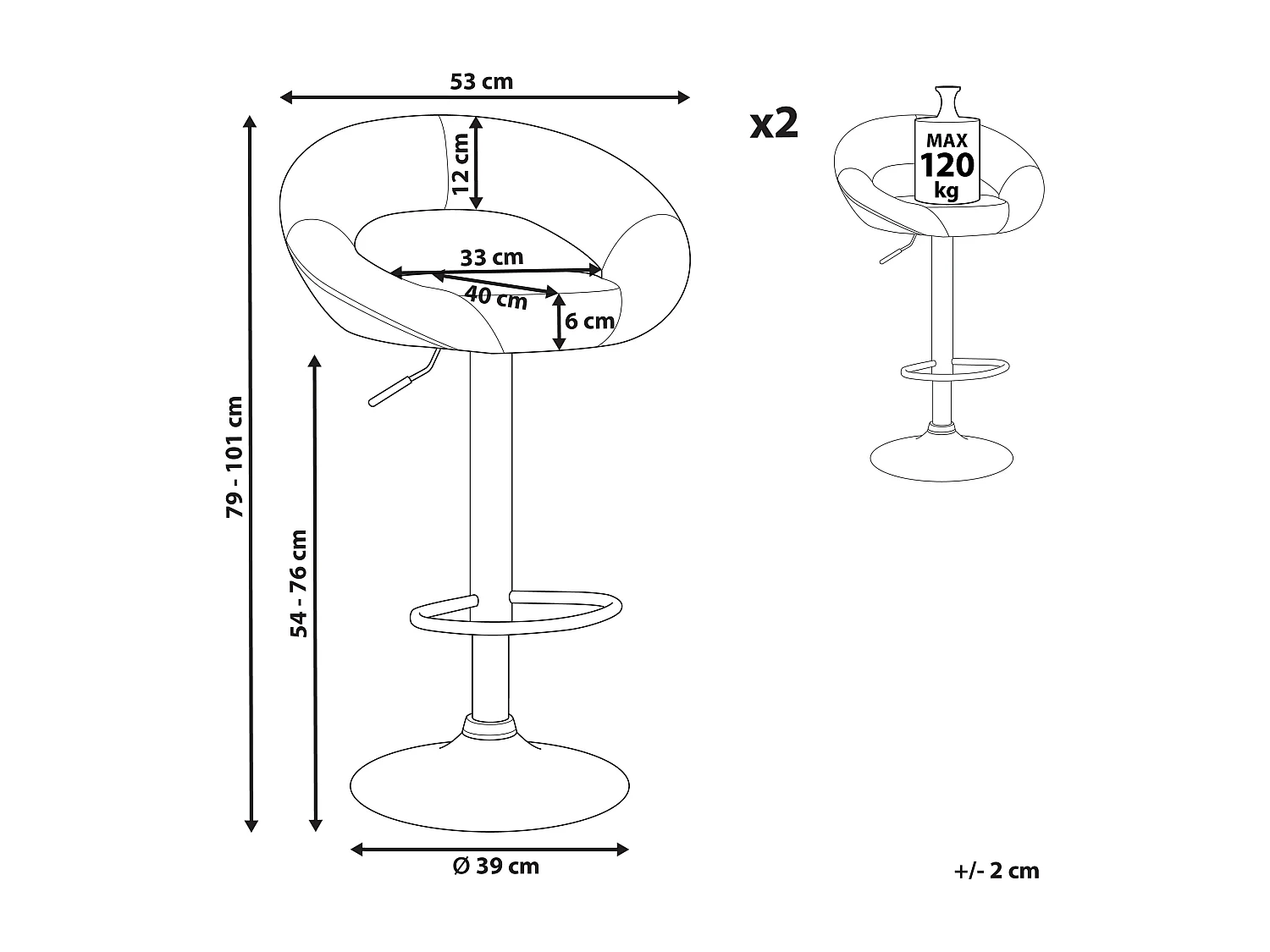 Set van 2 barstoelen PEORIA Kunstleer Draaibaar Lichtbeige