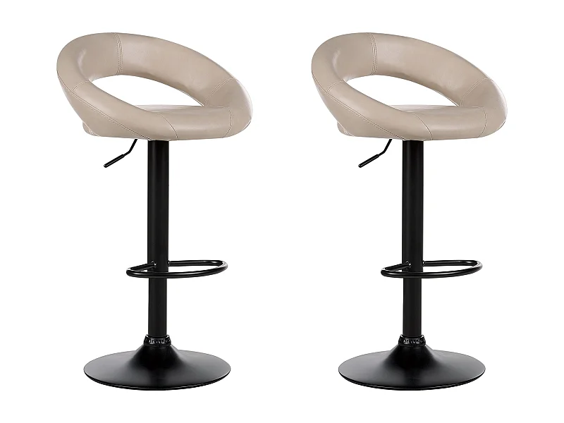Lot de 2 chaises de bar PEORIA Cuir PU Beige clair