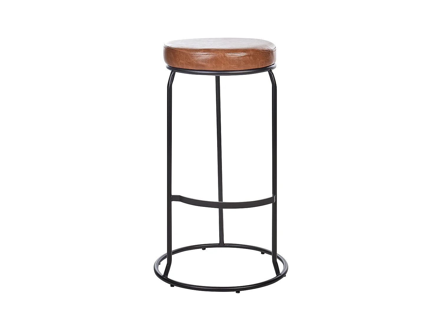 Barhocker 2er Set Kunstleder Braun ohne Lehne mit Fußstützen Retro Milroy