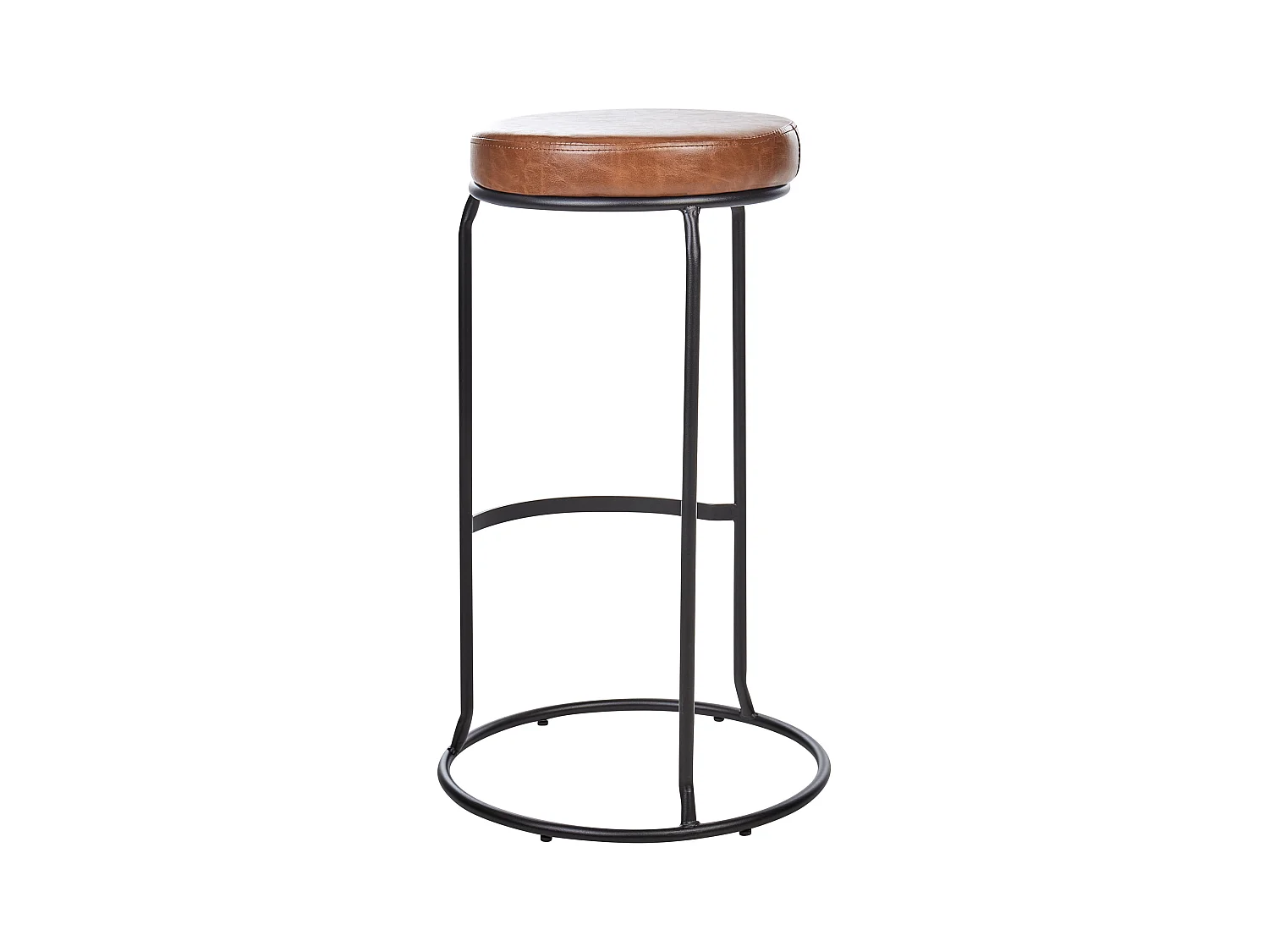 Barhocker 2er Set Kunstleder Braun ohne Lehne mit Fußstützen Retro Milroy