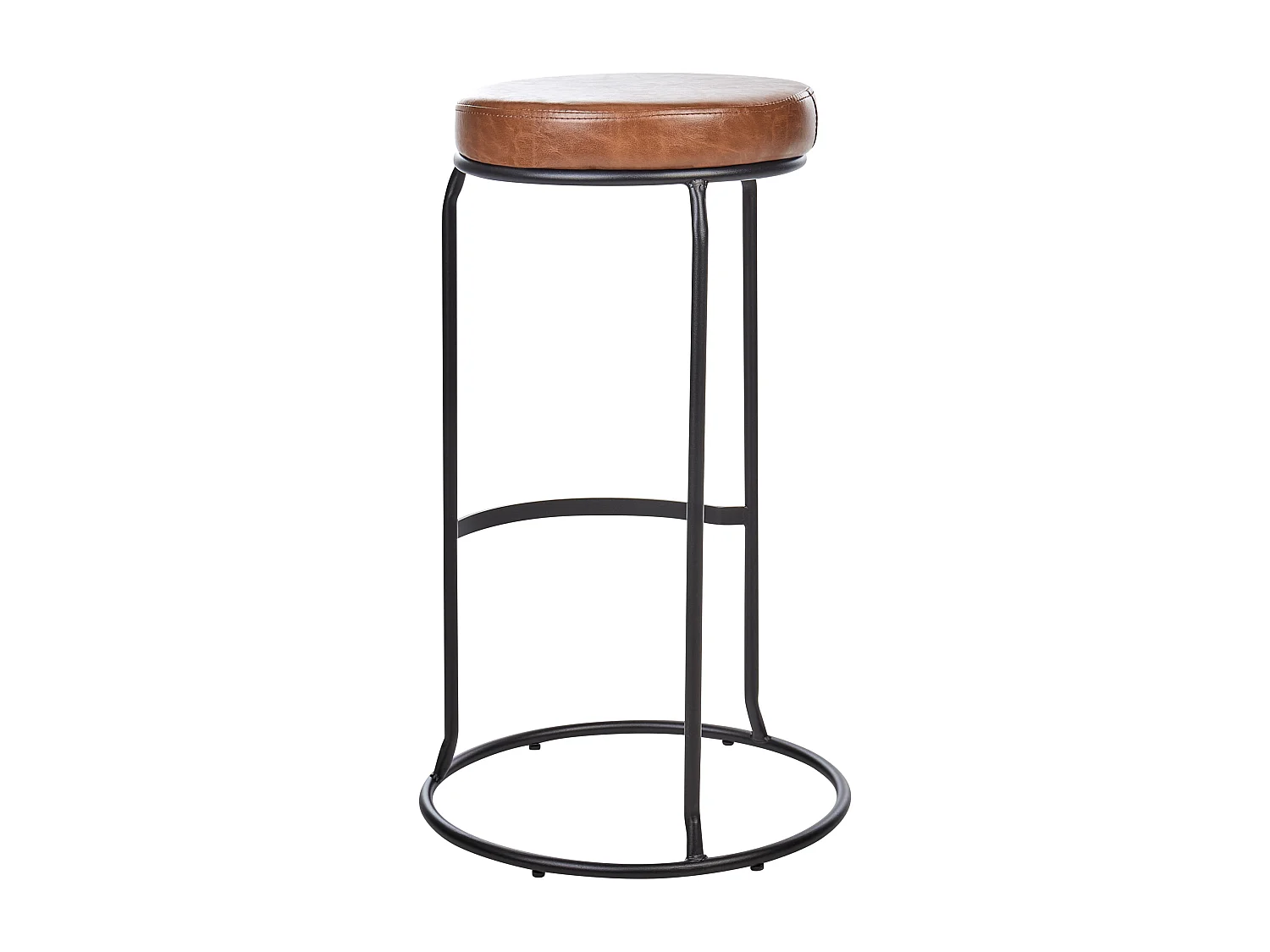 Barhocker 2er Set Kunstleder Braun ohne Lehne mit Fußstützen Retro Milroy