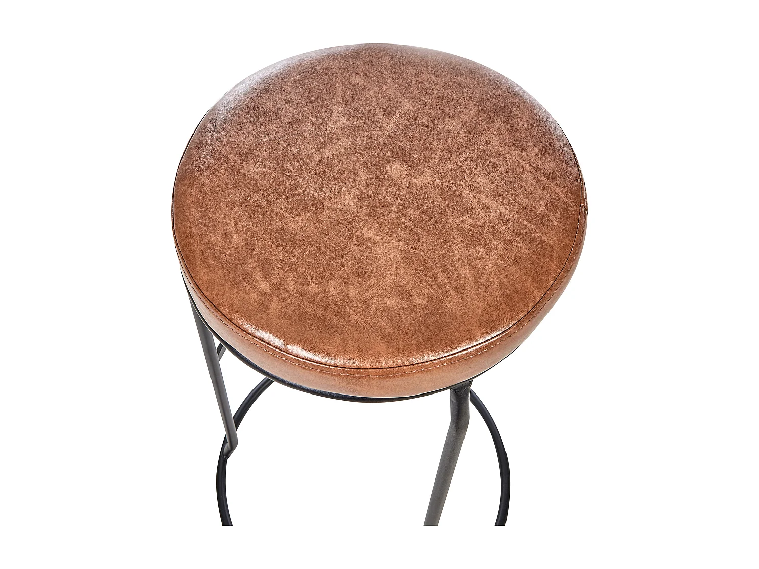 Barhocker 2er Set Kunstleder Braun ohne Lehne mit Fußstützen Retro Milroy