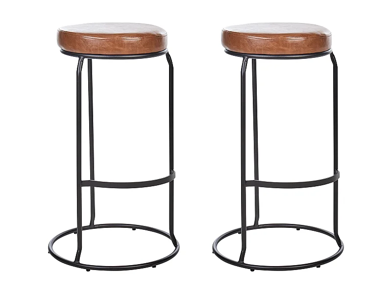 Set di 2 sgabelli da bar MILROY Pelle sintetica Marrone