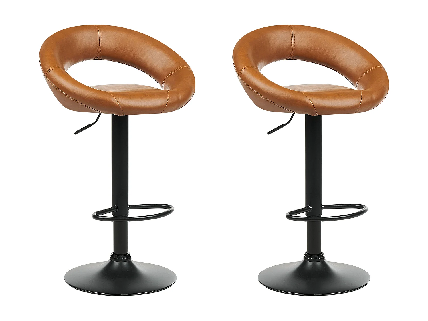 Lot de 2 chaises de bar PEORIA Cuir PU Marron doré