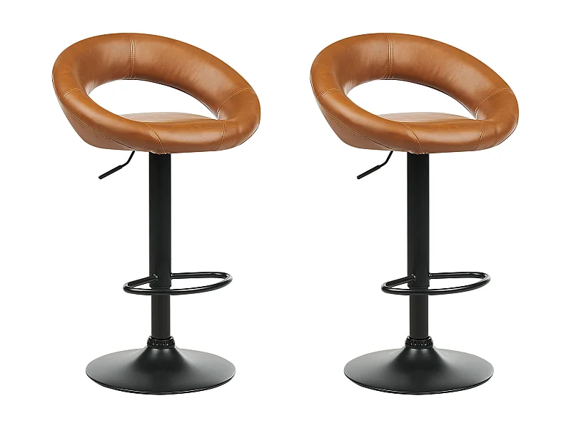 Set van 2 barstoelen PEORIA Kunstleer Draaibaar Goudbruin