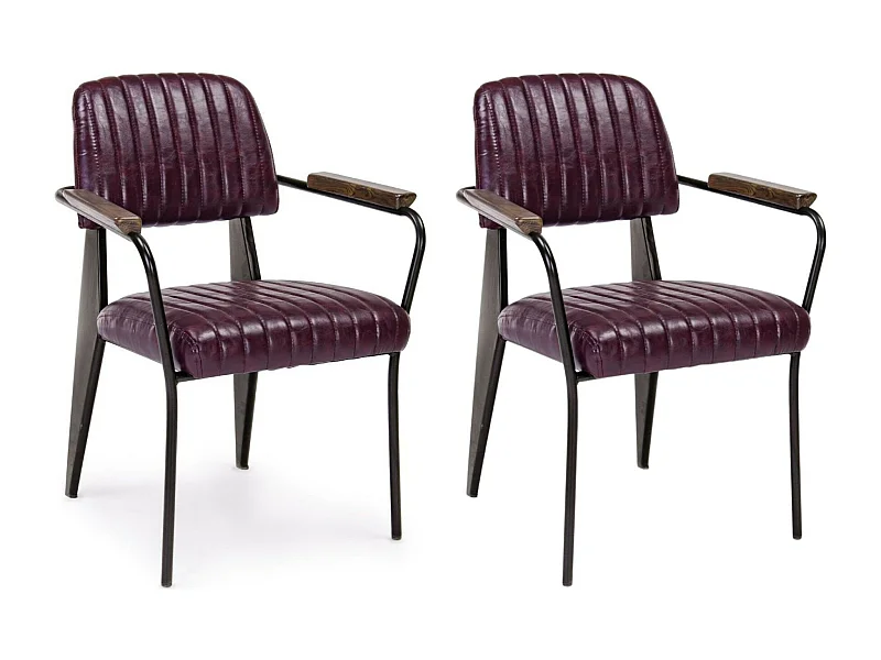 Fauteuil simili et métal Vintage (lot de 2) - CLARK
