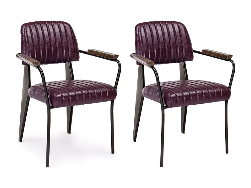 Fauteuil simili et métal Vintage (lot de 2) - CLARK