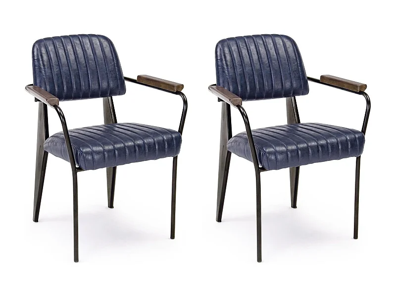 Fauteuil simili et métal Vintage (lot de 2) - CLARK