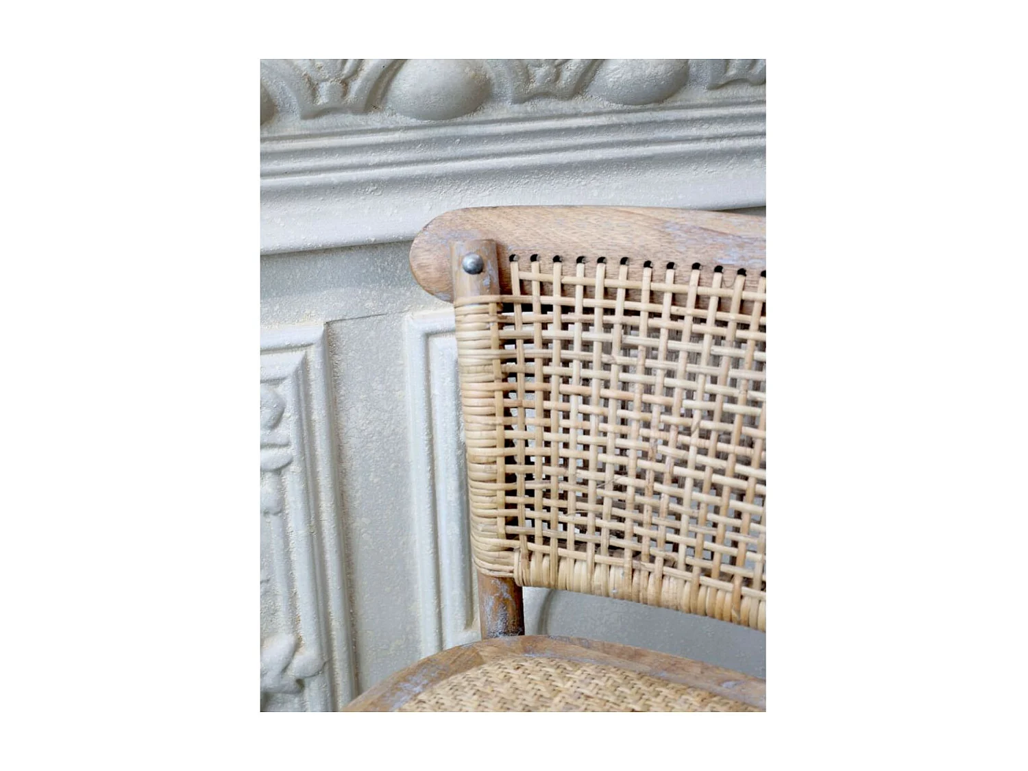 Tabouret de bar en bois et osier marron 43.5 x 51.5 x 103 cm