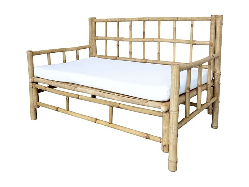 Canapé en bambou avec coussin marron 130 x 72 x 80 cm