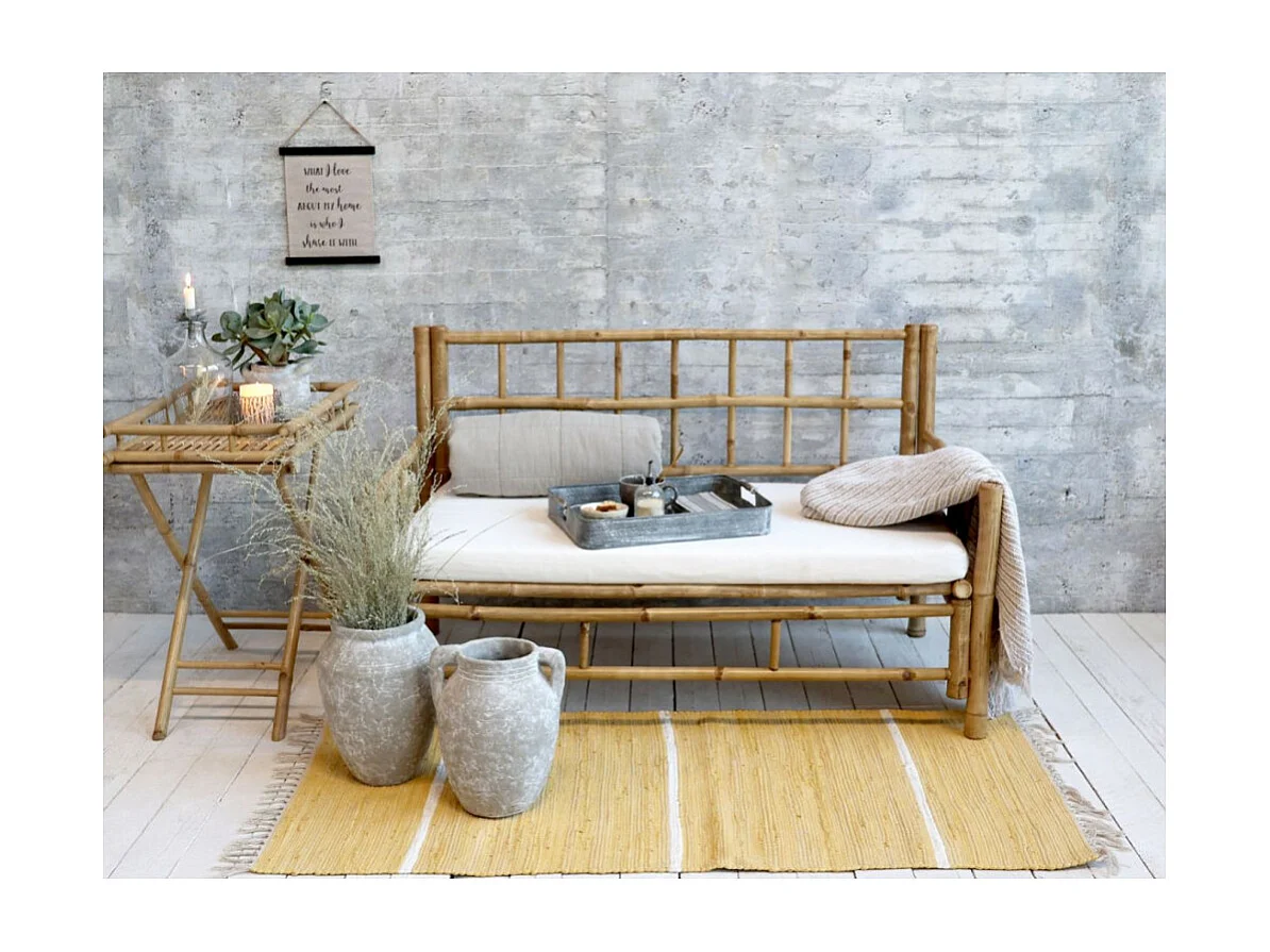 Canapé en bambou avec coussin marron 130 x 72 x 80 cm