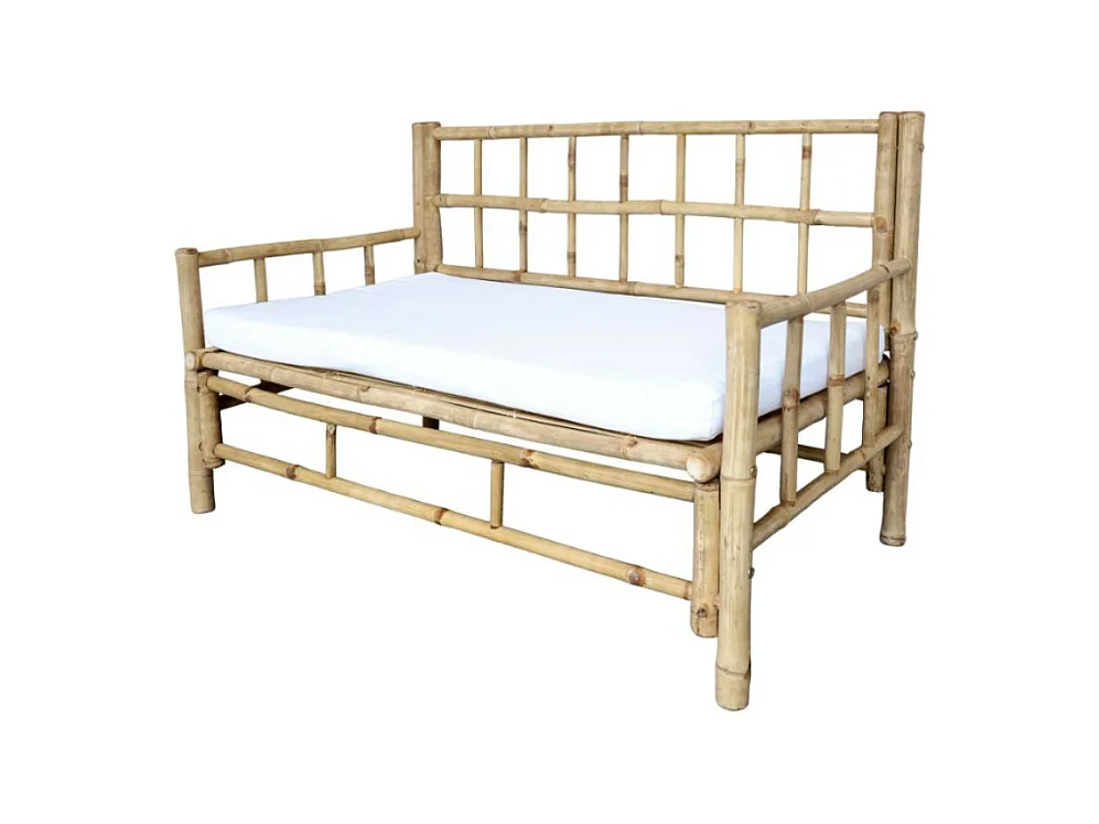 Canapé en bambou avec coussin marron 130 x 72 x 80 cm