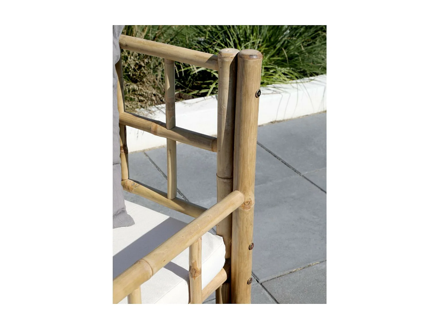 Canapé en bambou avec coussin marron 130 x 72 x 80 cm