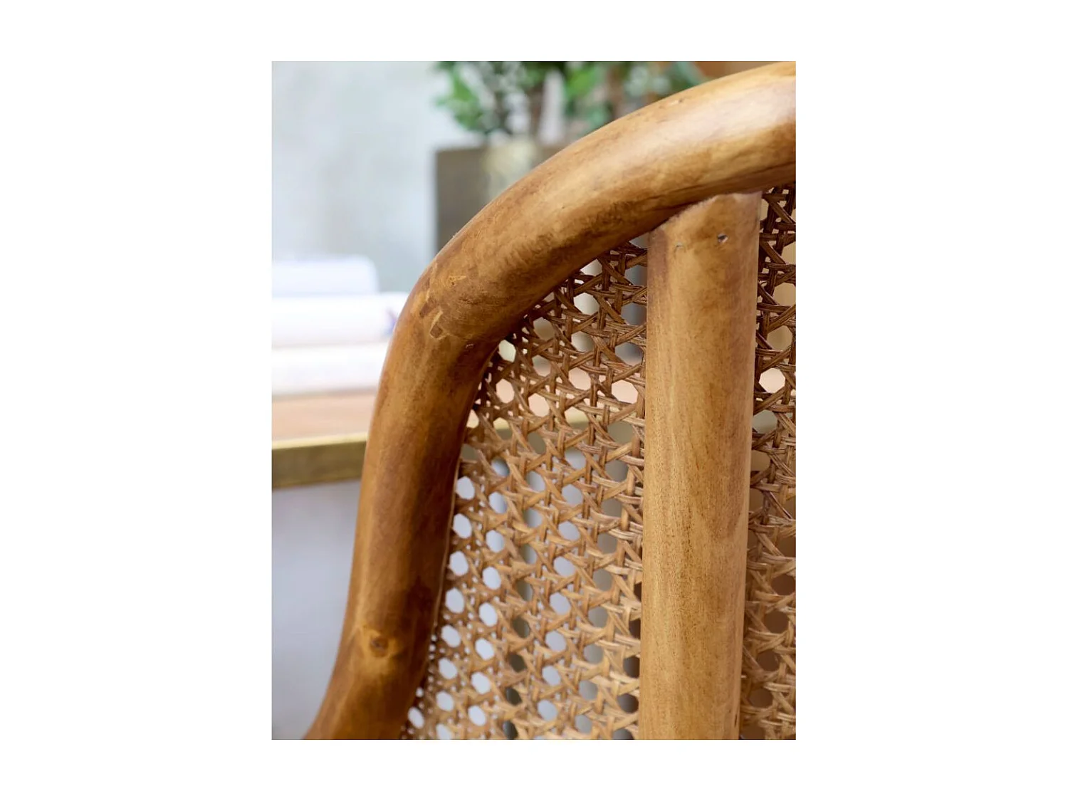 Chaise de bureau antique en rotin et bois de bouleau 62 x 62 x 92 cm