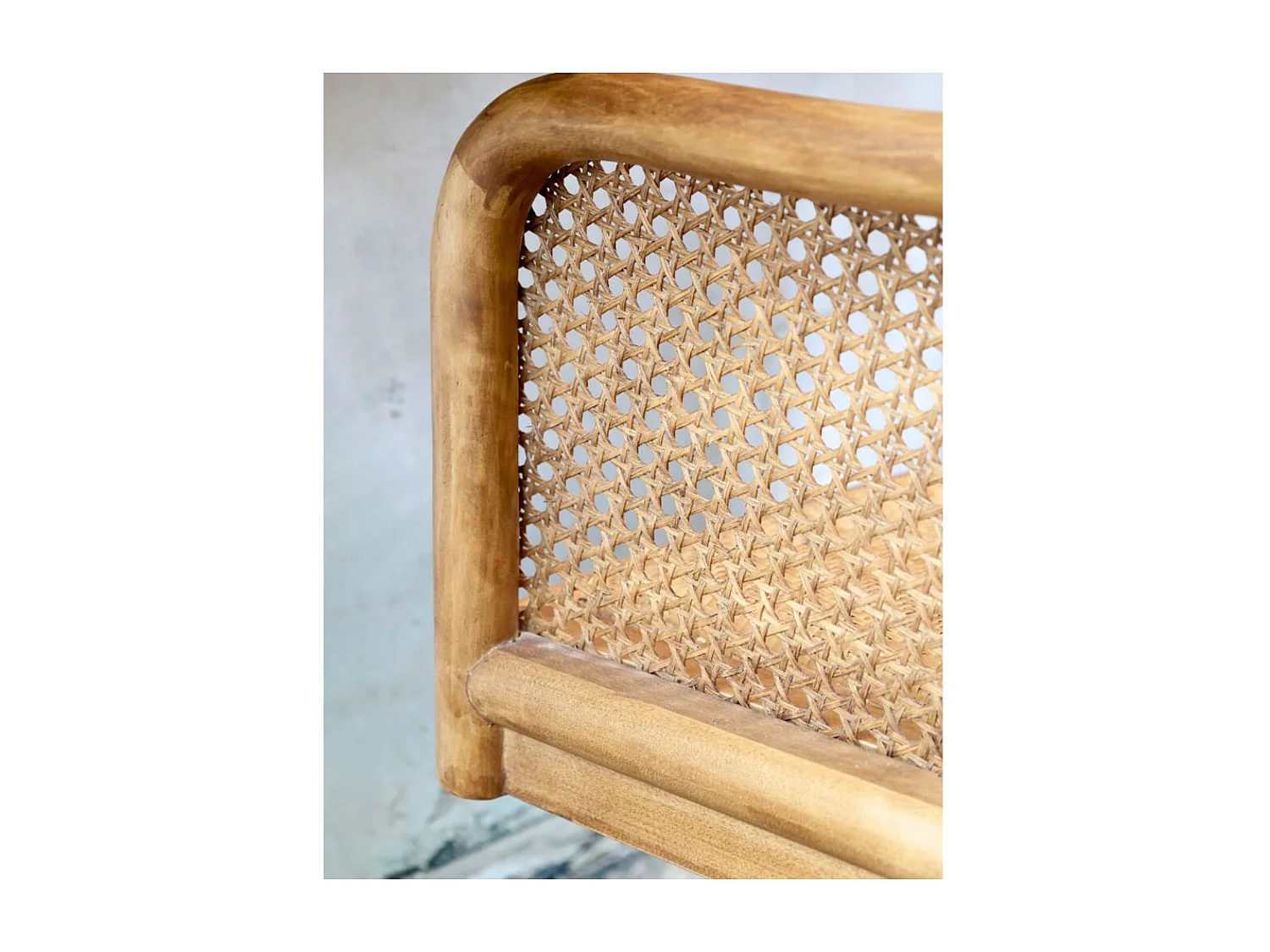 Chaise de bureau antique en rotin et bois de bouleau 62 x 62 x 92 cm