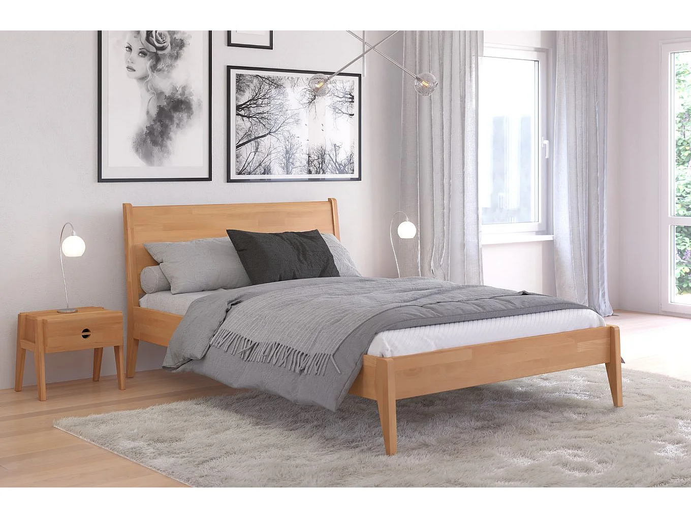 Łóżko bukowe Visby RADOM, 140x200, naturalny