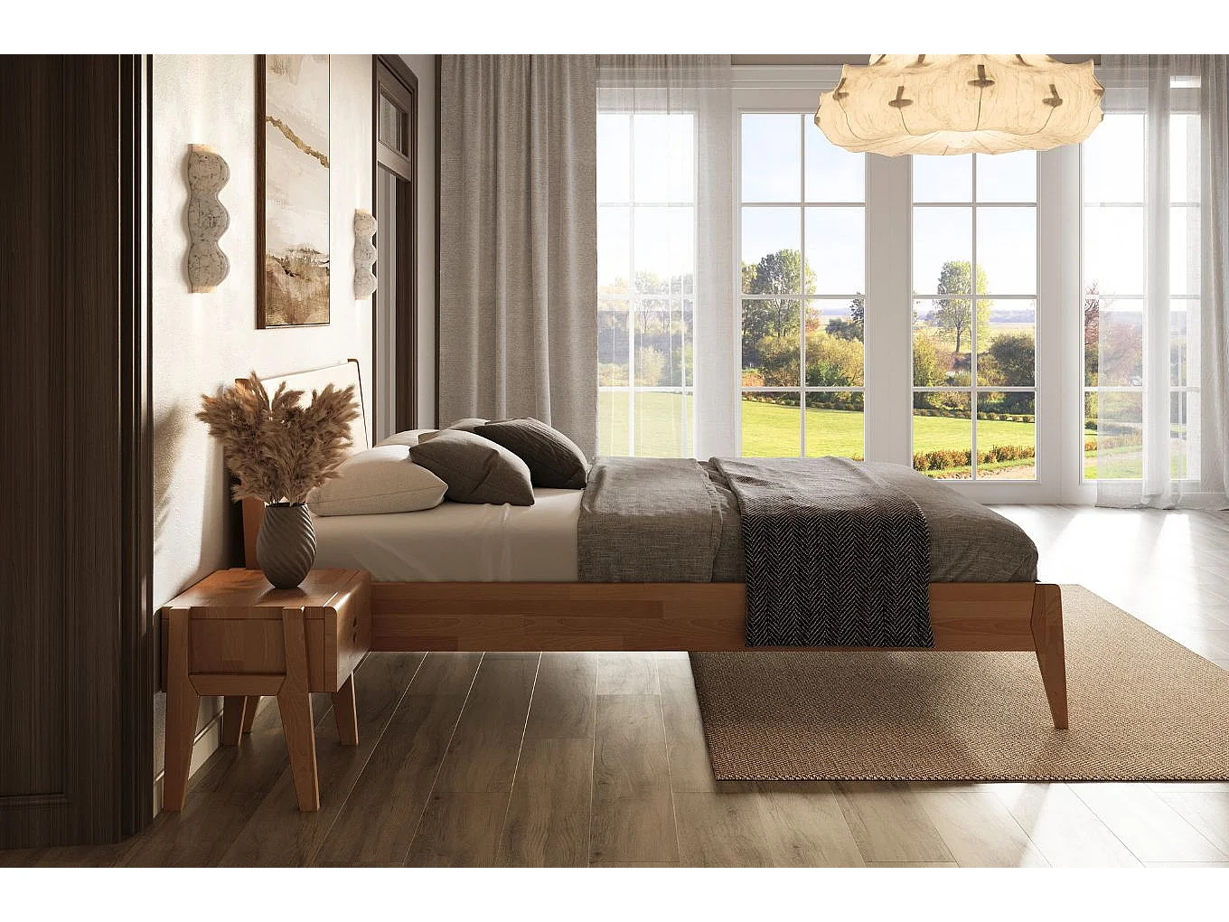 Massivholzbett Radom 140/200 in naturfarben, buche-lackiert