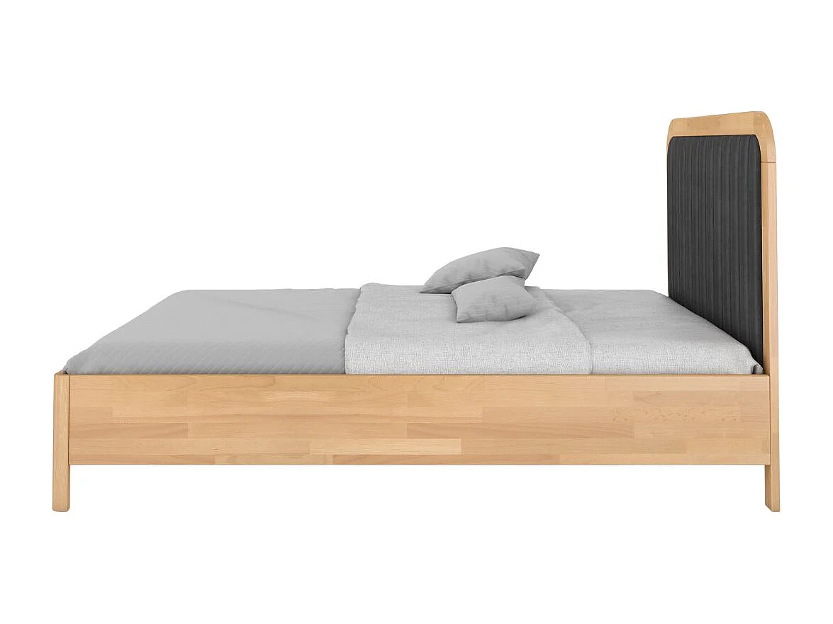 Massivholzbett Modena, gepolstertes kopfteil, buche - lackiert, naturfarben/schwarz, 180x200