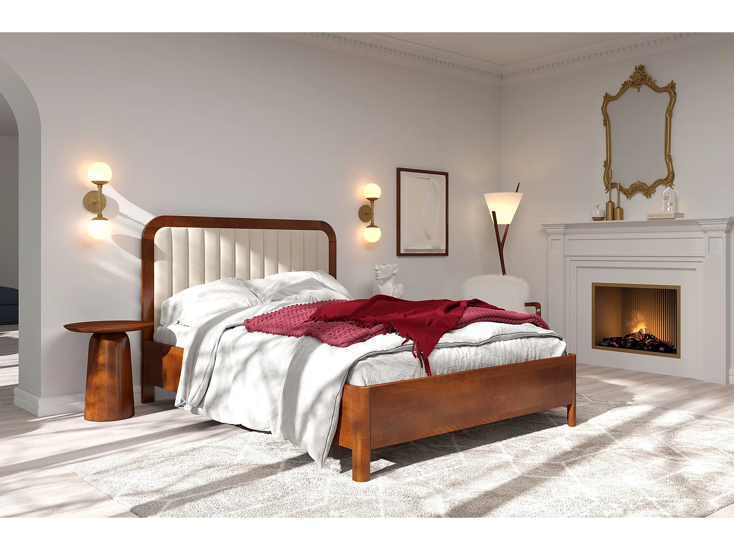 Łóżko bukowe Visby MODENA BC, 160X200, orzech/ecru