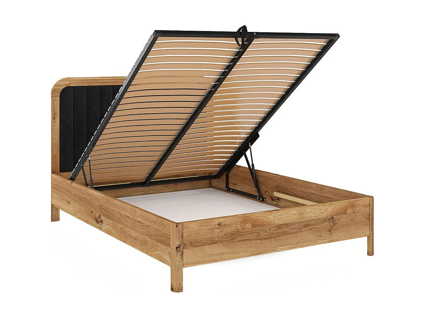 Łóżko dębowe Visby MODENA BC, 140X200,lakier naturalny/czerń