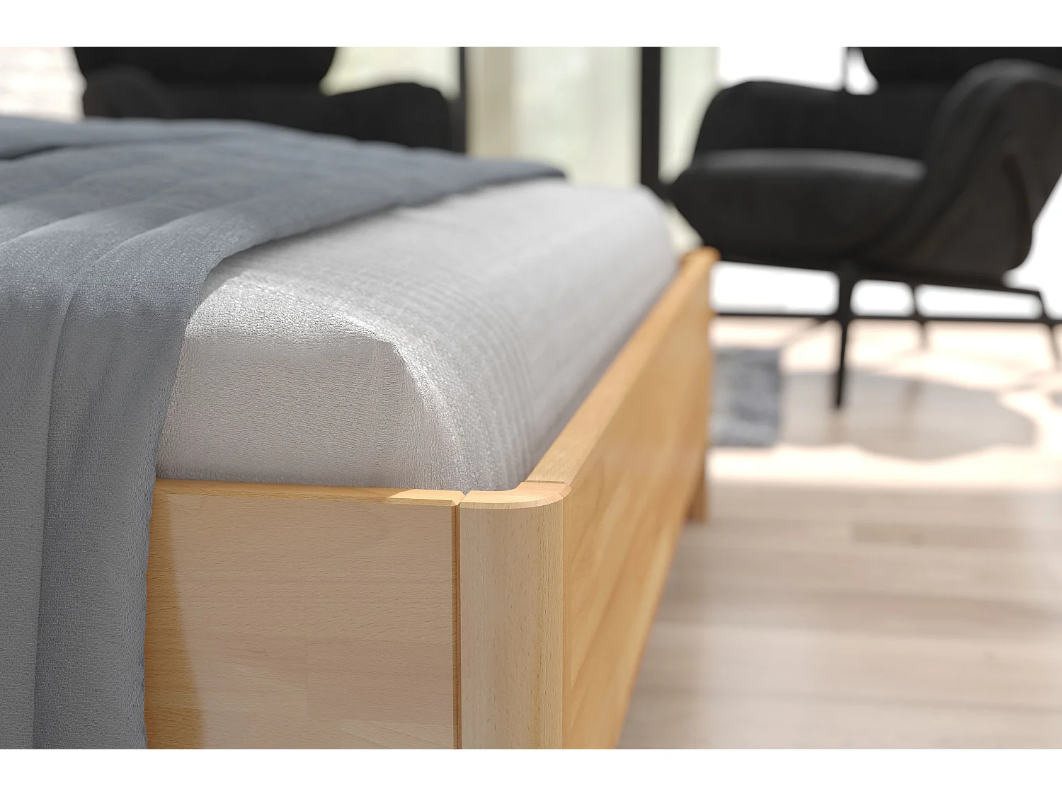 Łóżko bukowe Visby MODENA, 140X200, naturalny/ecru