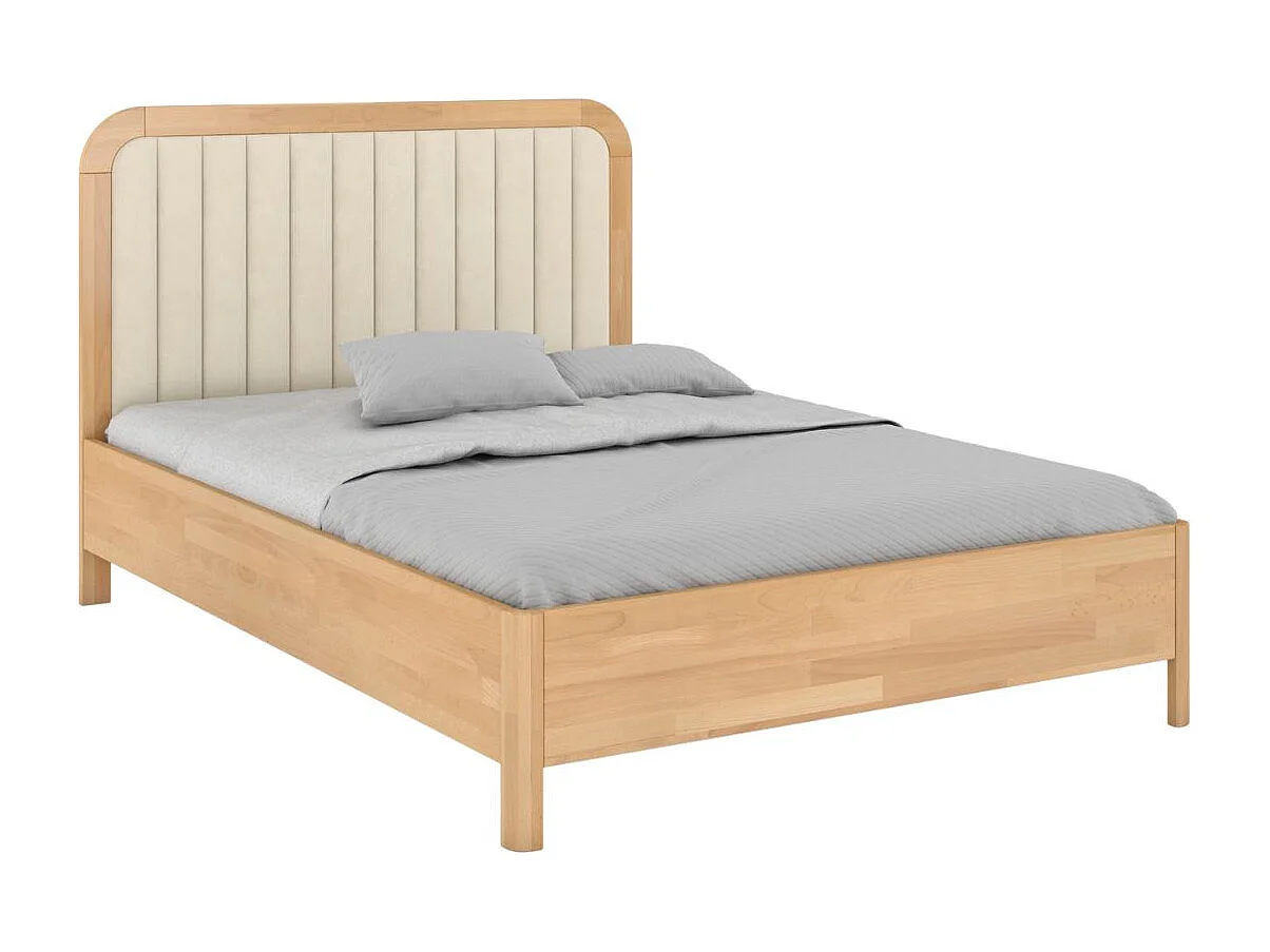 Massivholzbett Modena, gepolstertes kopfteil, buche - lackiert, naturfarben/ecru, 140x200