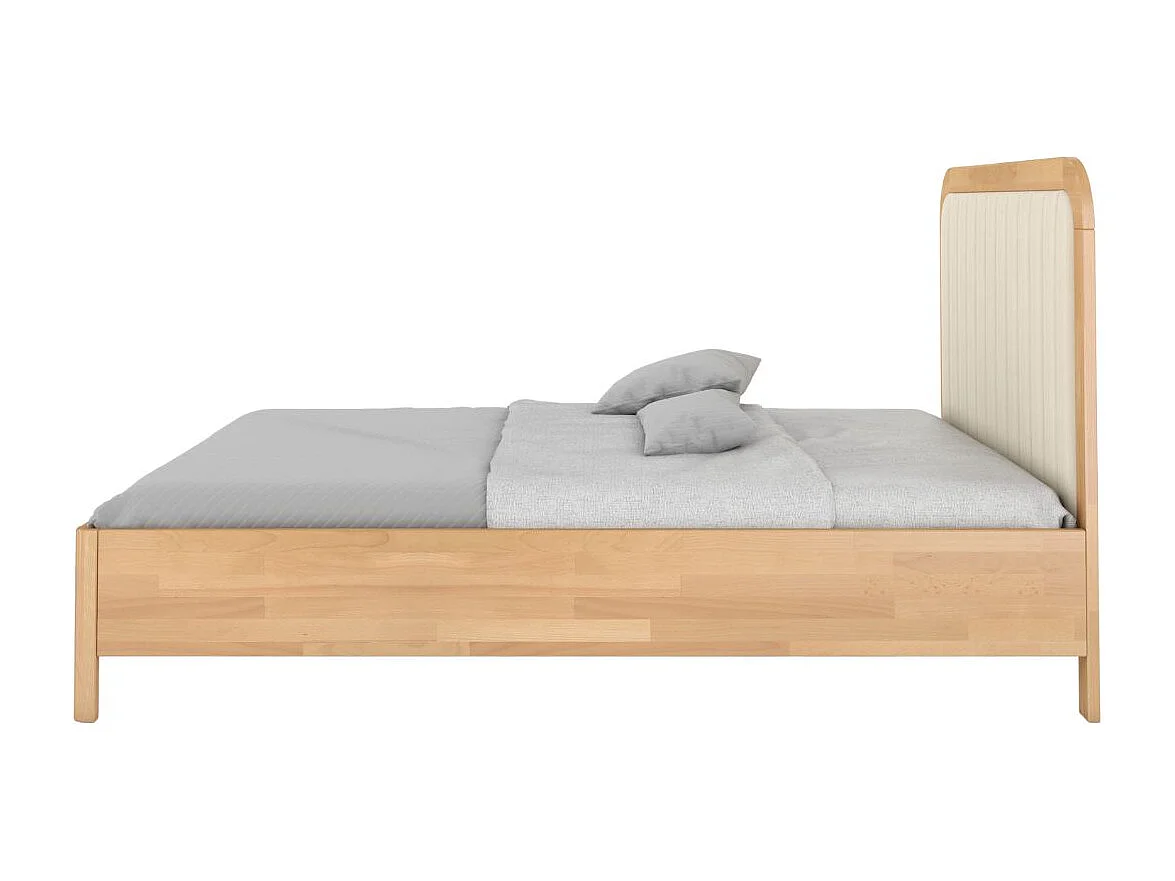Massivholzbett Modena, gepolstertes kopfteil, buche - lackiert, naturfarben/ecru, 140x200