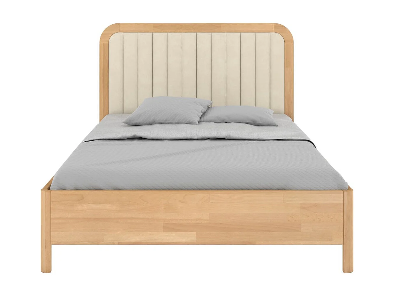 Massivholzbett Modena, gepolstertes kopfteil, buche - lackiert, naturfarben/ecru, 180x200