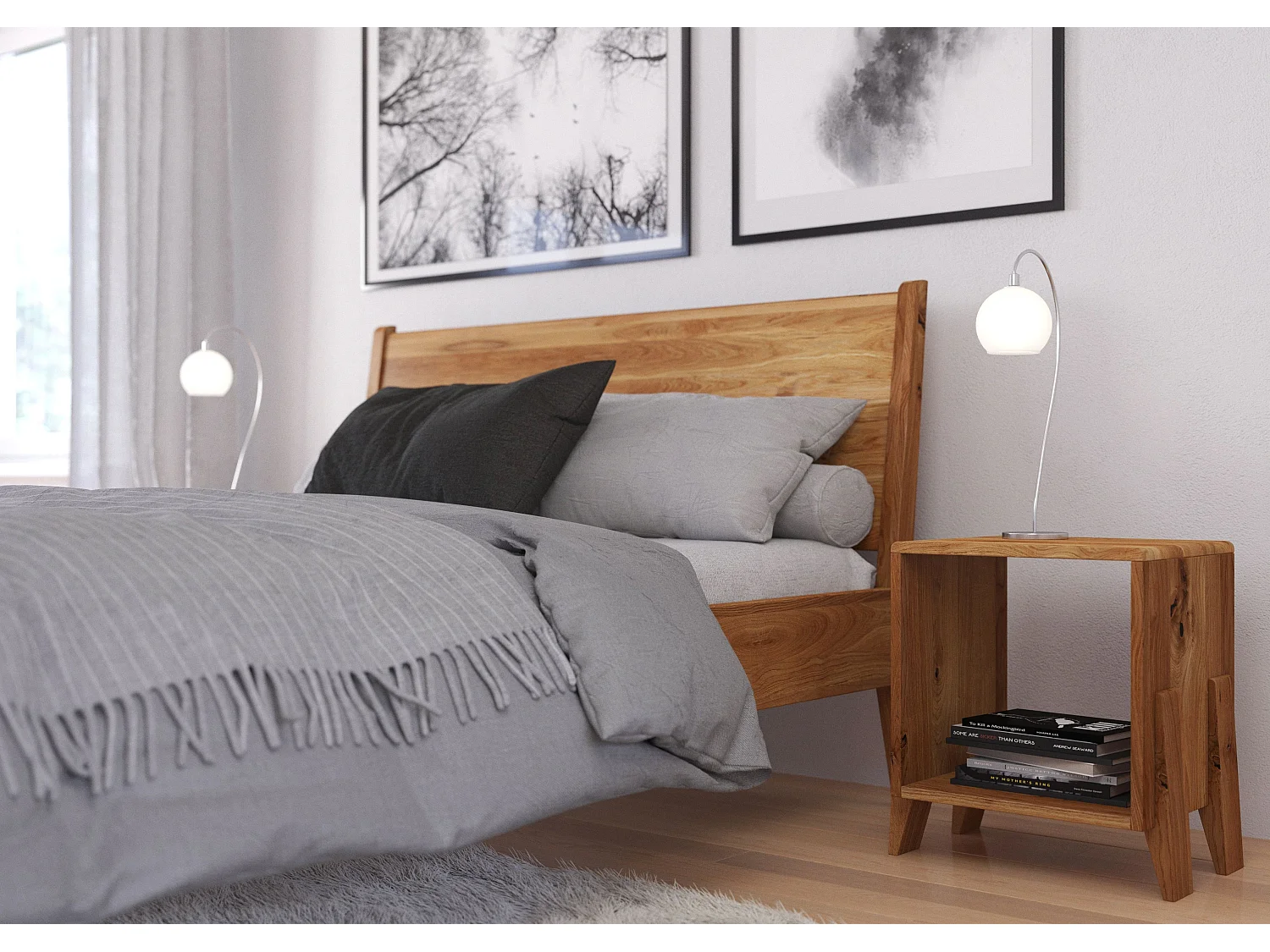 Łóżko dębowe Visby RADOM, 180x200, lakier naturalny