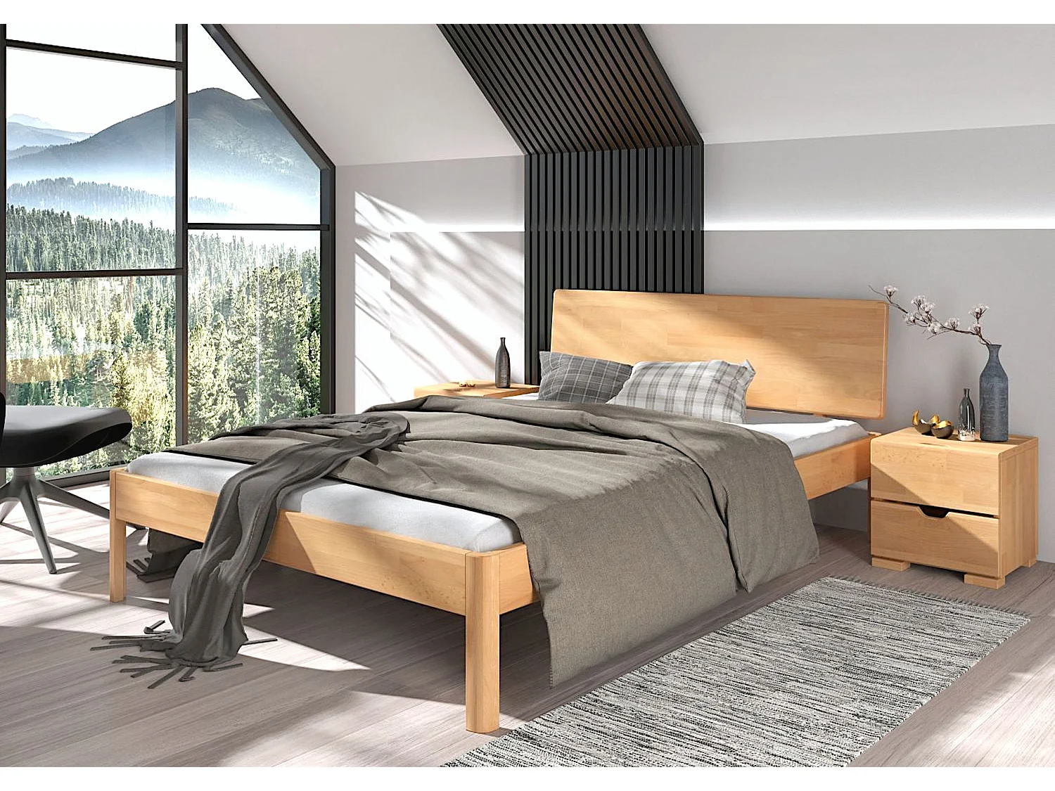 Łóżko bukowe Visby AMMER / 140x200 cm, kolor naturalny