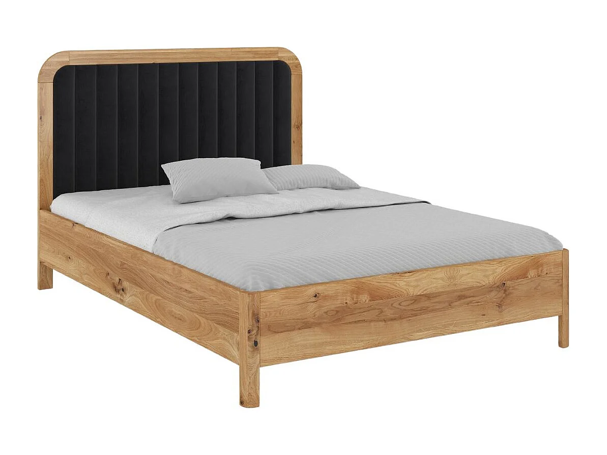 Łóżko dębowe Visby MODENA, 140X200,lakier naturalny/czarny