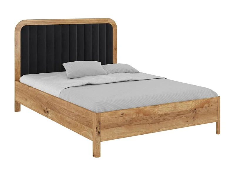 Łóżko dębowe Visby MODENA, 140X200,lakier naturalny/czarny