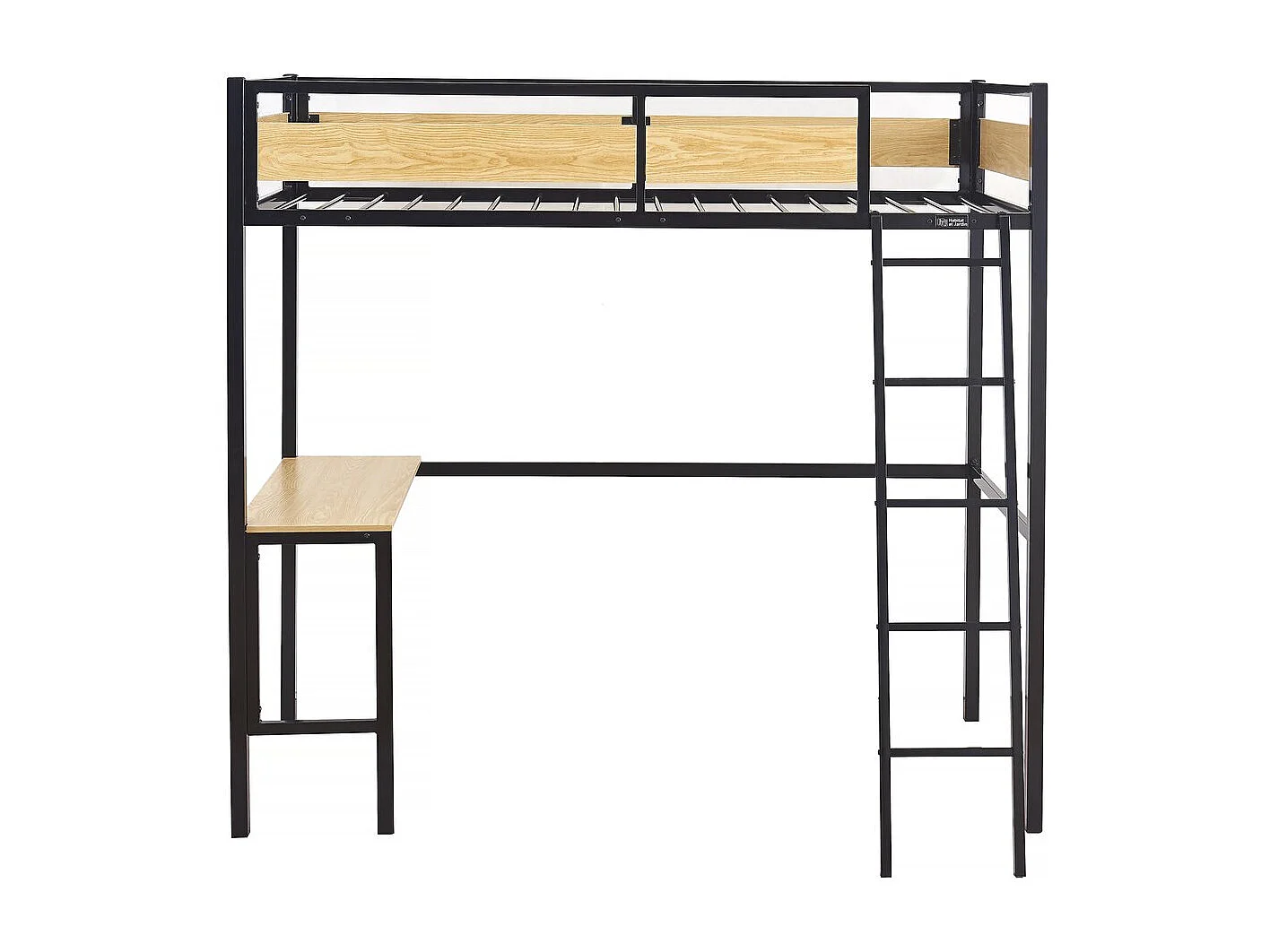 Lit mezzanine avec bureau "Ethan" - 90 x 190 cm - Noir