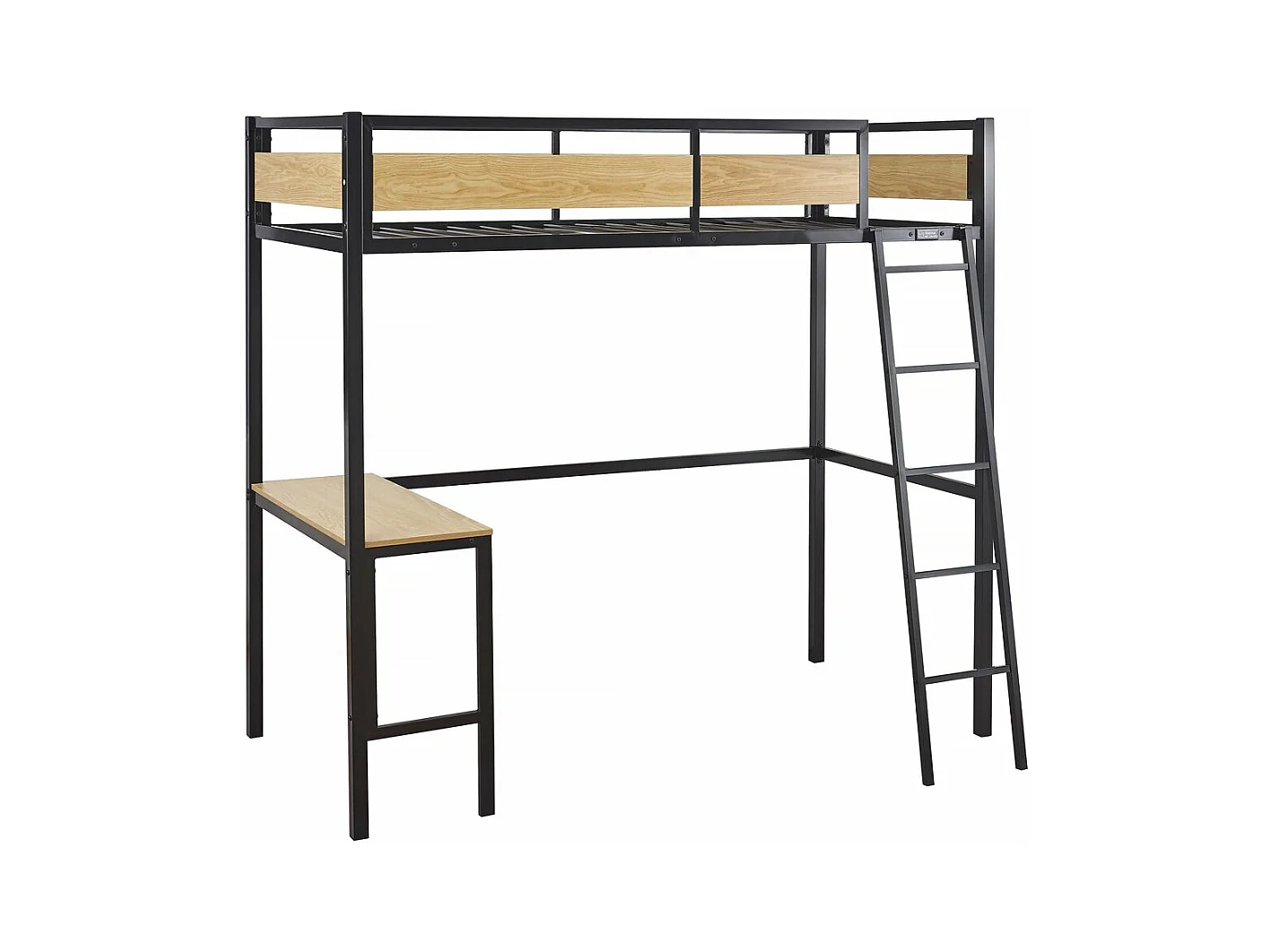 Lit mezzanine avec bureau "Ethan" - 90 x 190 cm - Noir
