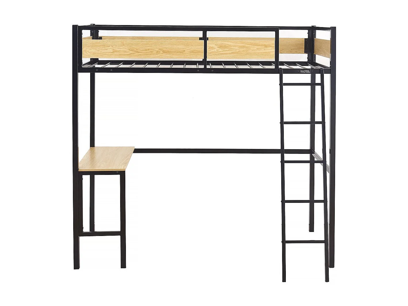 Lit mezzanine avec bureau "Ethan" - 90 x 190 cm - Noir