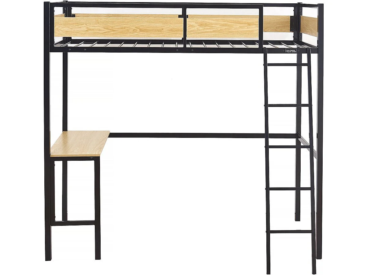 Lit mezzanine avec bureau "Ethan" - 90 x 190 cm - Noir