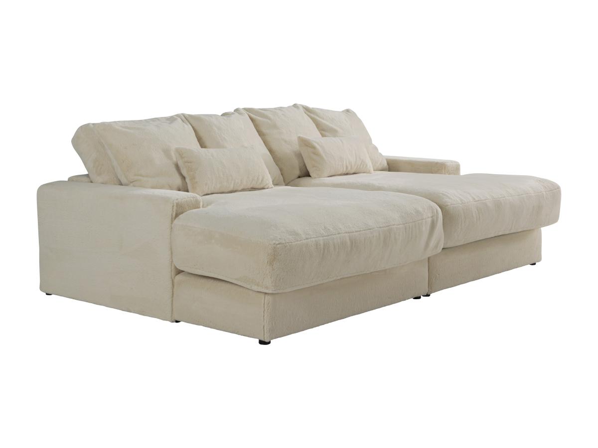 Sofa 3-Sitzer - tiefe Komfortsitzfläche - Pelz-Optik - Beige - CALAZO von P günstig online kaufen
