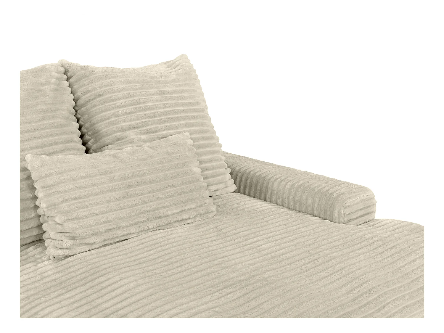 Comfortabele vierzitsbank met diepe zitting van beige ribfluweel met brede ribbels CALAZO van Pascal Morabito