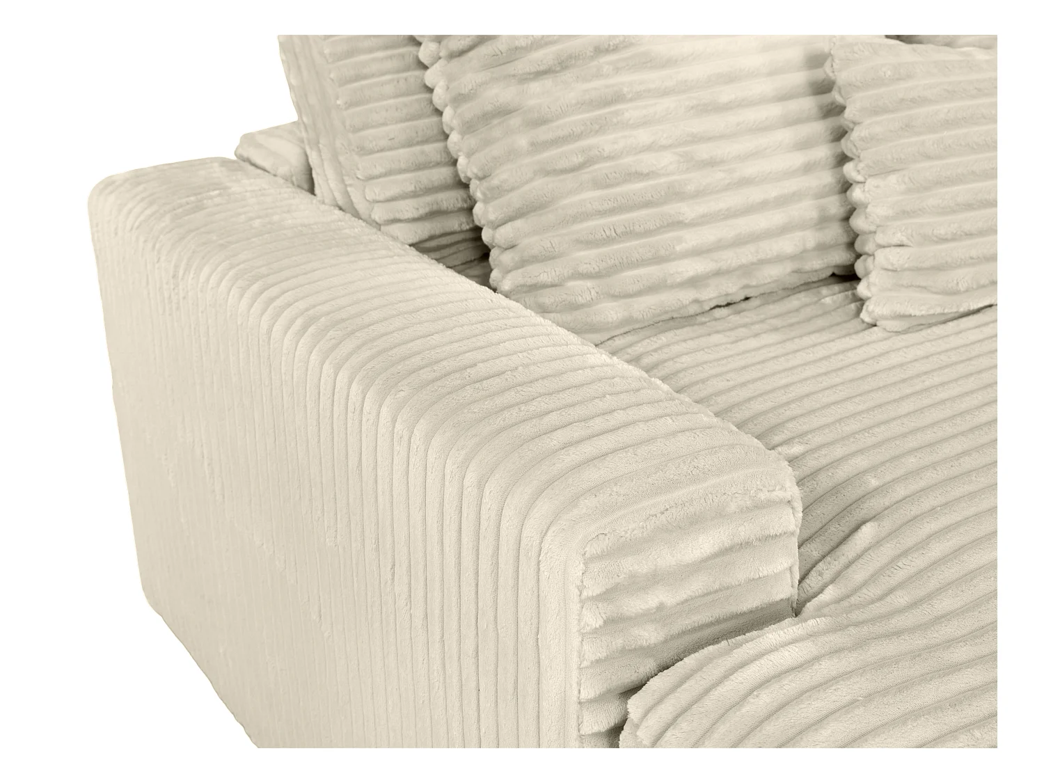 Comfortabele vierzitsbank met diepe zitting van beige ribfluweel met brede ribbels CALAZO van Pascal Morabito
