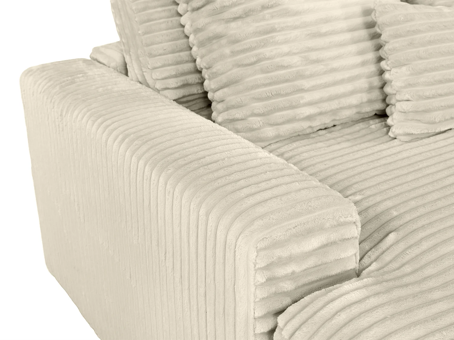 Canapé 4 places confort assise profonde en velours côtelé grosses côtes beige CALAZO de Pascal Morabito