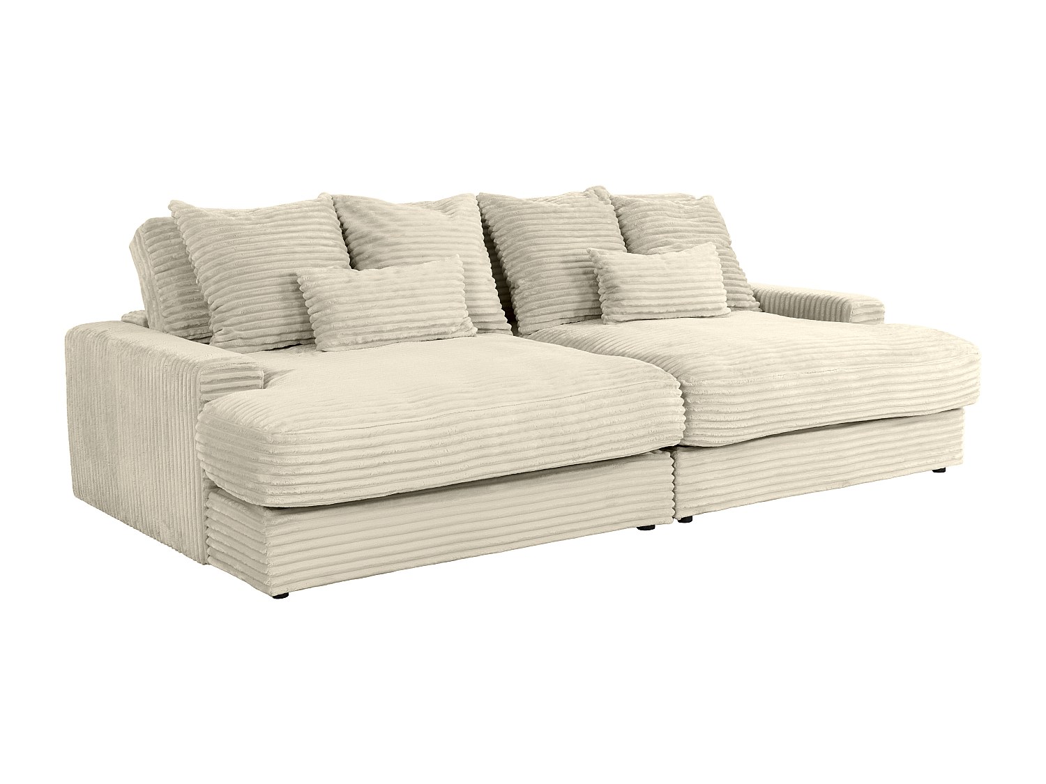 Sofa 4-Sitzer - tiefe Komfortsitzfläche - grob gerippter Cord - Beige - CAL günstig online kaufen