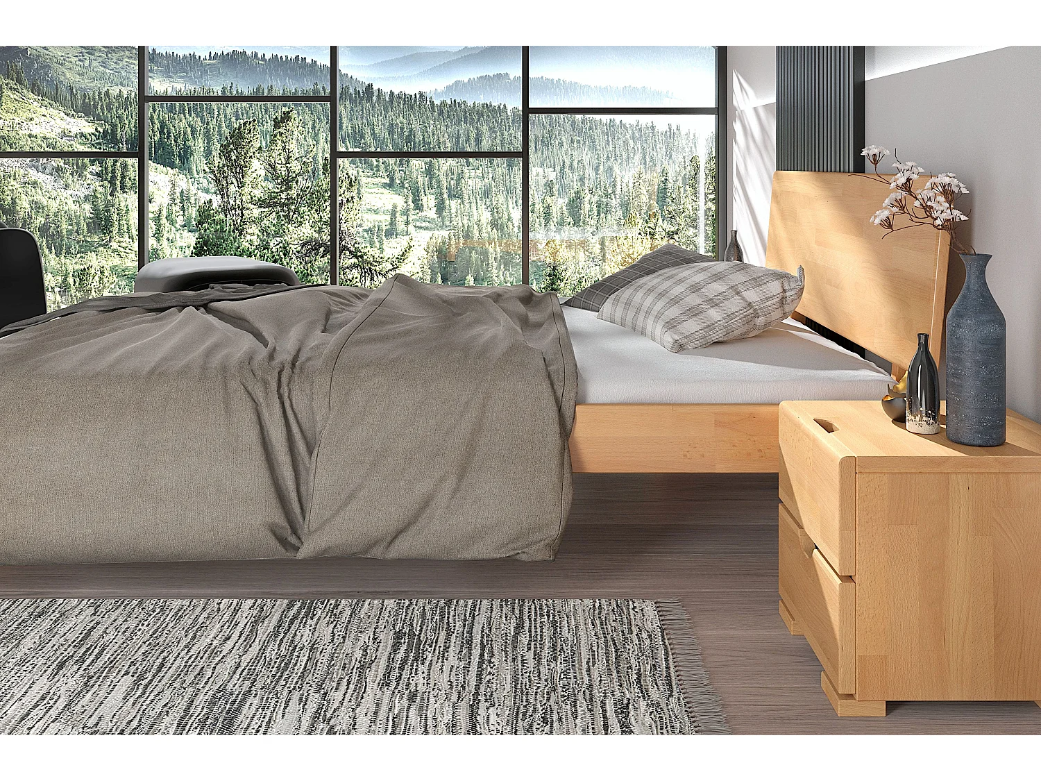 Łóżko bukowe Visby AMMER / 180x200 cm, kolor naturalny